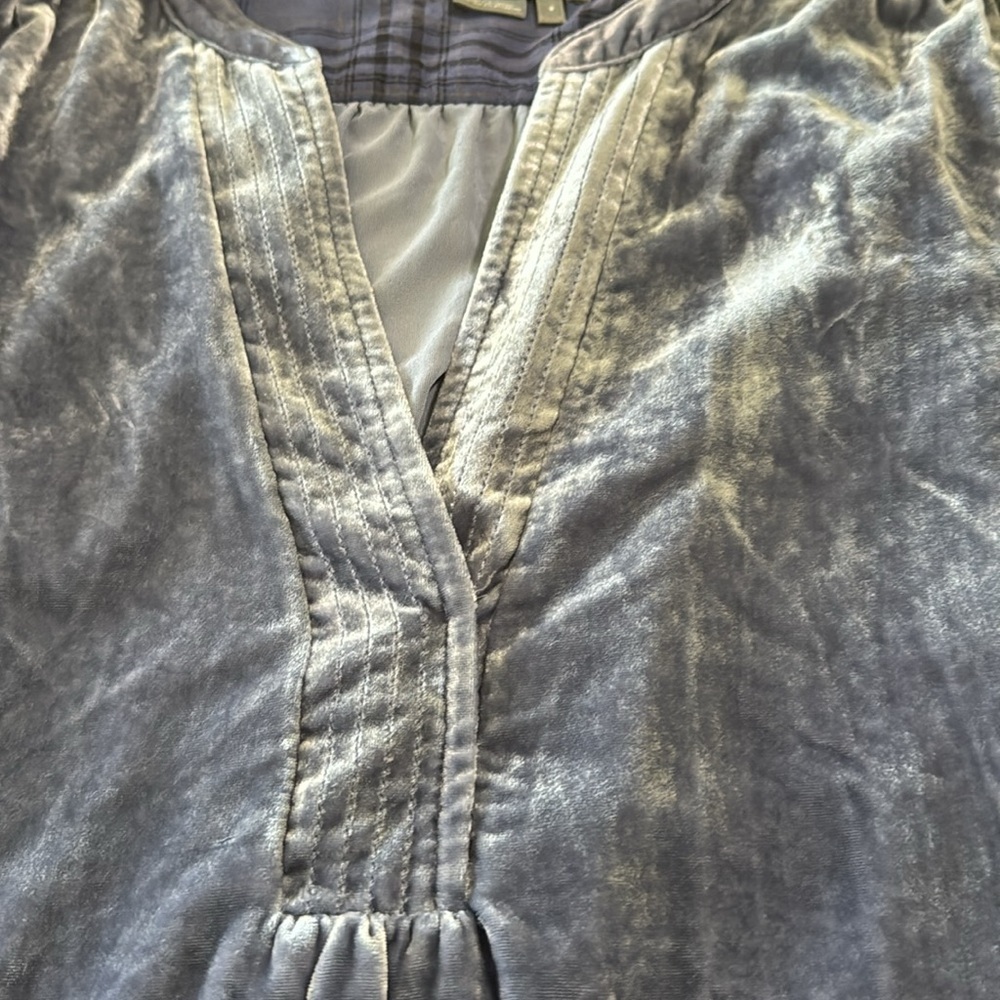 Anthropologie Slate Blue Melody Velvet Tunic Dress - Picture 7 of 14